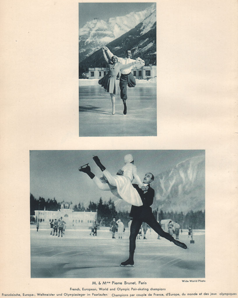 ICE FIGURE PAIR SKATING M & Mme Pierre Brunet, French & Olympic champions 1935